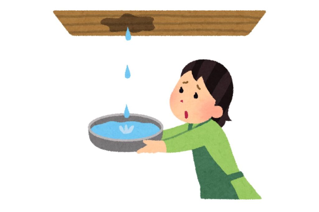 雨漏りに悩むイラスト